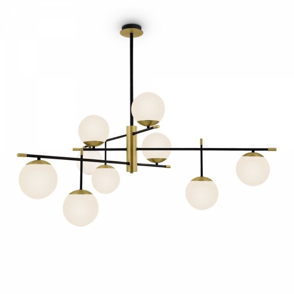 NOWOCZESNA MOLEKULARNA LAMPA WISZĄCA MAYTONI NOSTALGIA MOD048PL-09G CZARNA-ZŁOTA BIAŁE KULE DO SALONU