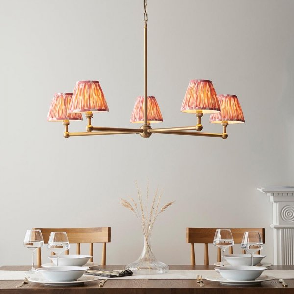 Klasyczna lampa wisząca abażurowa mosiężna minimalistyczna uniwersalna Santiago &amp; Ikat 115008 ENDON