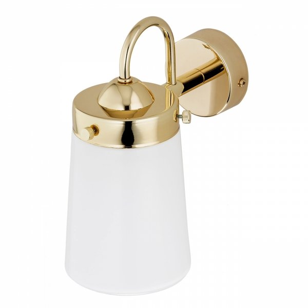 Eklektyczny kinkiet elegancka lampa ścienna lampka nocna złota mleczny klosz szkło PASADENA 4717 Argon