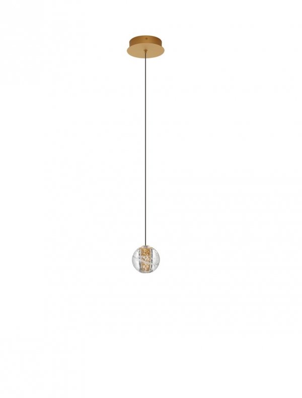 Oryginalna Złota Lampa Wisząca Szklana Kula w Stylu Art Deco LUCES EXCLUSIVAS CUYO LE44210