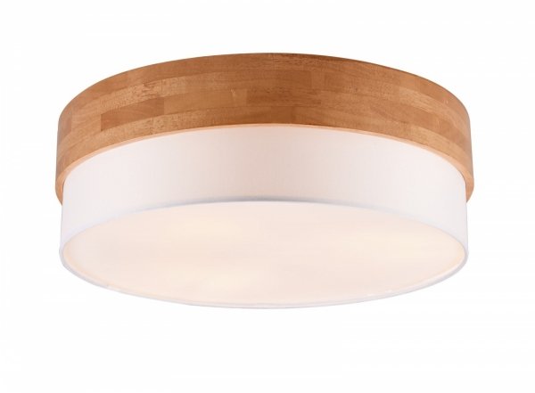 Nowoczesna dekoracyjna lampa sufitowa plafon naturalne drewno abażur z tkaniny SEASONS 611500301 Trio