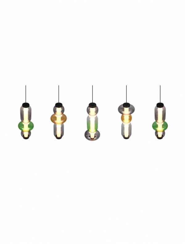 Lampa wisząca LED wielopunktowa nowoczesna szklane klosze kolorowe designerska ściemnialna MINERVA 334310517 Trio 