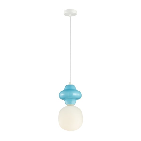 Niebieska  ceramiczna lampa wisząca LATERA Italux PND-94331-1L-BLU