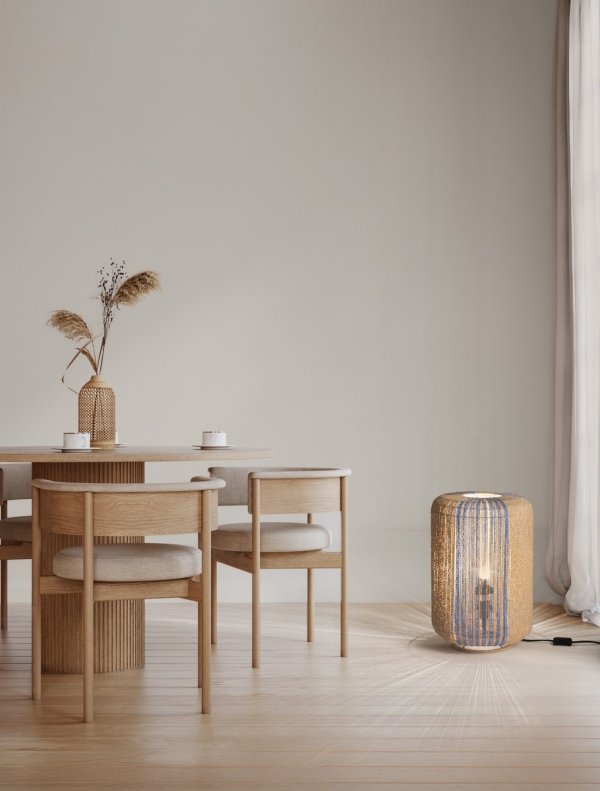 Lampka stołowa nocna sznurkowa pleciona kolor drewna owalna boho rustykalna industrialna minimalistyczna DULERMO LE45352 Luces Exclusivas