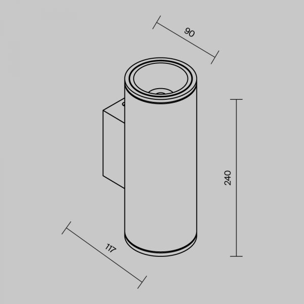 Nowoczesny kinkiet elewacyjny zewnętrzny minimalistyczny metalowy grafitowy tuba podświetlający ścianę Shim MAYTONI O303WL-L24GF3K