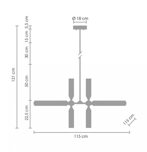  Nowoczesna Lampa Wisząca LED Quadro 115cm Czarny Połysk 36W RH115-12P