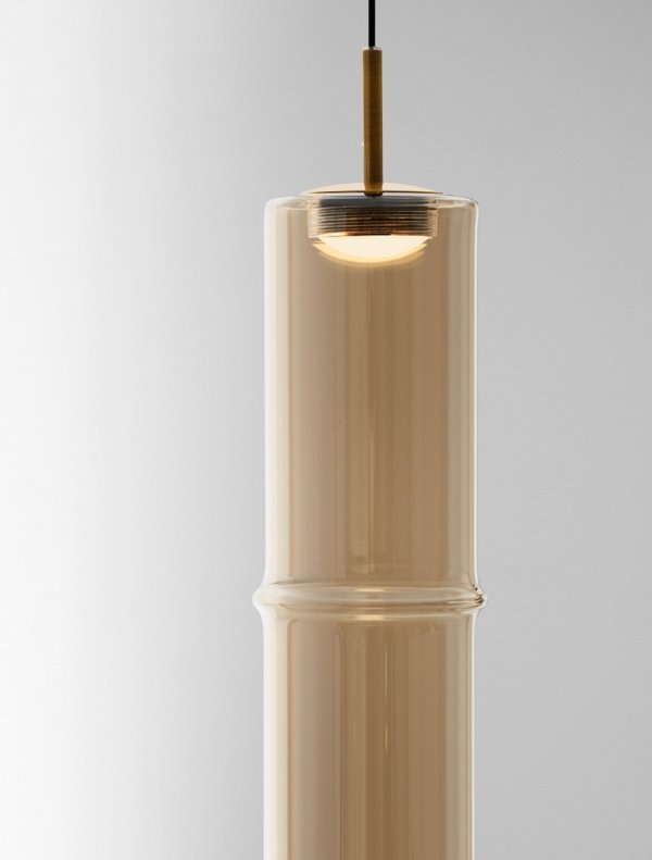 Minimalistyczna lampa wisząca LED szklana tuba kolor złoty uniwersalna klasyczna SARTANO LE45166 Luces Exclusivas