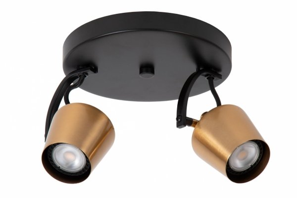 Nowoczesny plafon lampa sufitowa czarno-złota regulowana podwójna na wysięgniku uniwersalna minimalistyczna metalowa EMILE 51901/02/02 Lucide