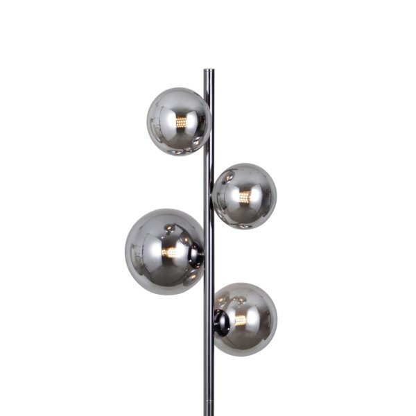 Czarna Lampa Stojąca Szklane Dymione Klosze Kule CANELLO FL-406007-4-BCR ITALUX
