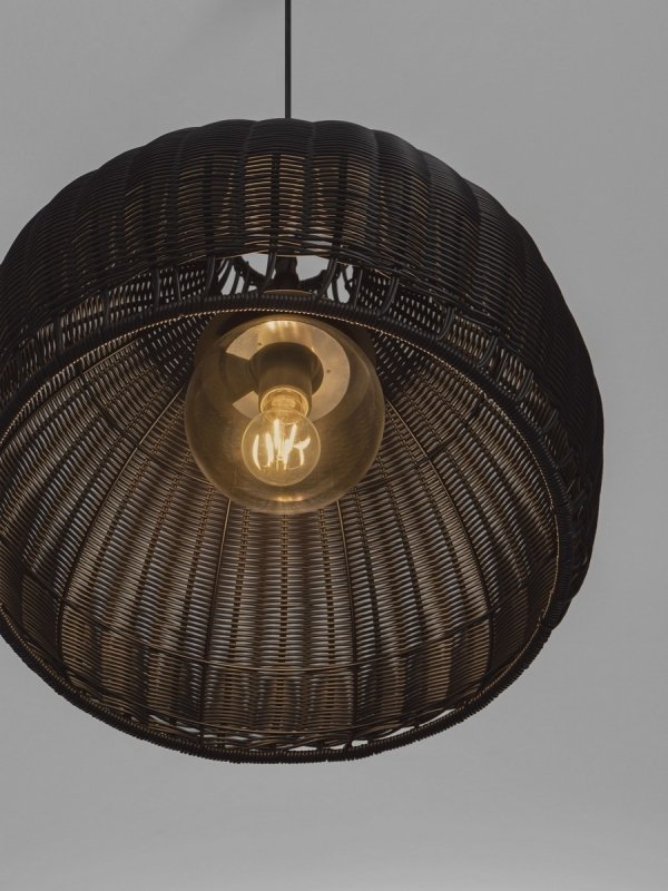 Lampa wisząca czarna boho pleciona okrągła 51cm IP65 minimalistyczna Luces Exclusivas