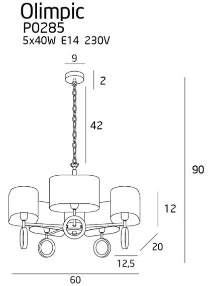 LAMPA WISZĄCA ŻYRANDOL OLIMPIC P0285 MAXLIGHT 
