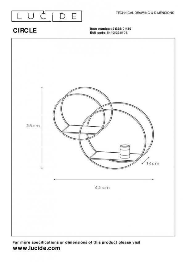 Nowoczesny Kinkiet Ścienny Minimalistyczny CIRCLE 21225/01/30 LUCIDE