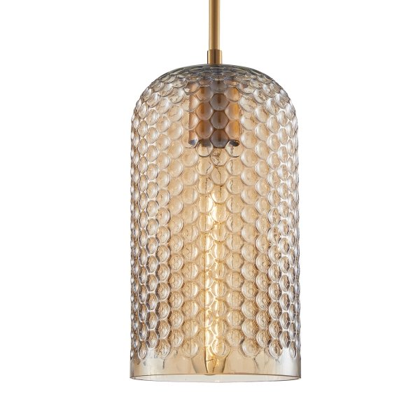 Czarno Złota Lampa Wisząca Dekoracyjny Bursztynowy Szklany Klosz RENTI PND-25205-1S-BK-AMB ITALUX