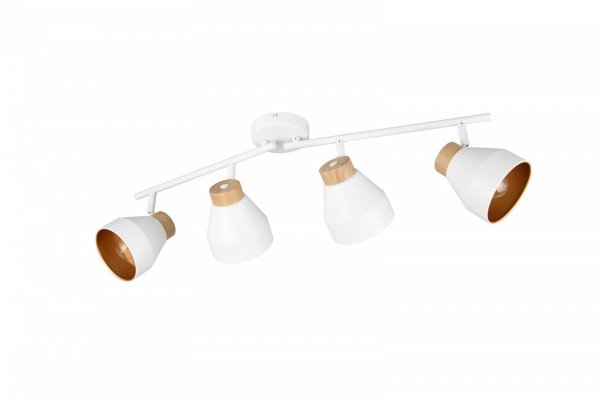 Nowoczesny plafon lampa sufitowa 4-płomienna biała regulowana klasyczna uniwersalna metalowa drewniany dekor VALENTIN R81924031 Rl