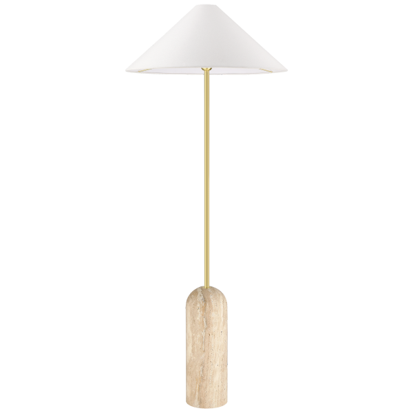 Klasyczna nowoczesna lampa stojąca biały abażur mosiądz szczotkowany LOXLEY F01463BR-WH Cosmo Light