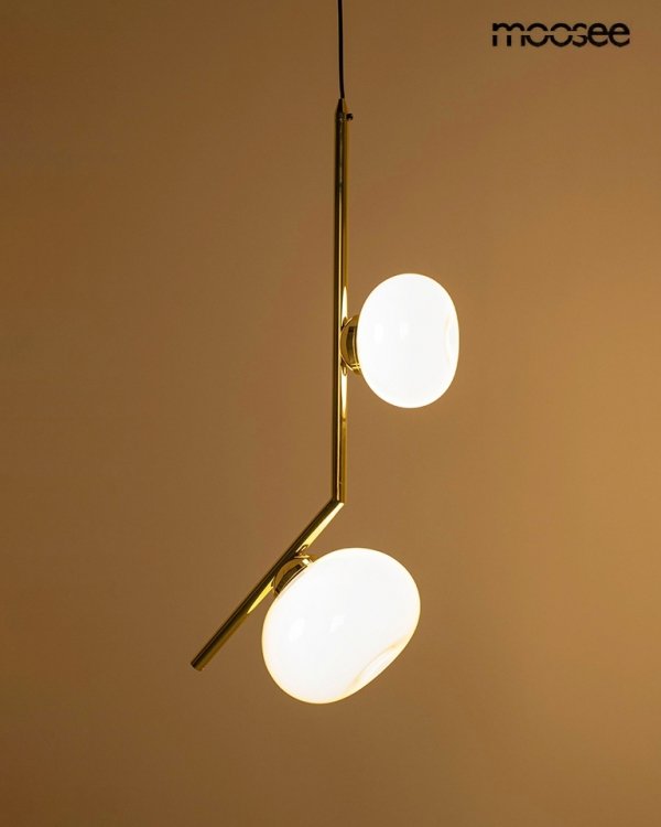 Złota lampa wisząca RUGIA MSE1501100490 szklane mleczne klosze salonowa do sypialni