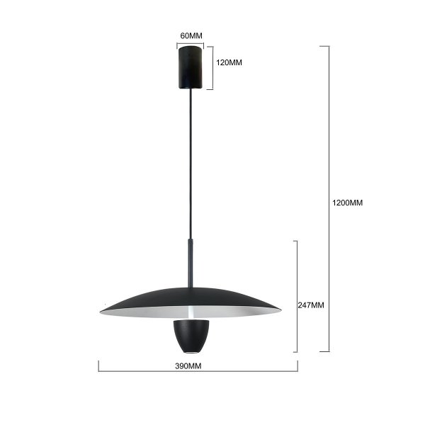 Nowoczesna czarna lampa wisząca ozdobna LED CCT metalowa industrialna minimalistyczna UFO M LP-0408/1P M BK LIGHT PRESTIGE