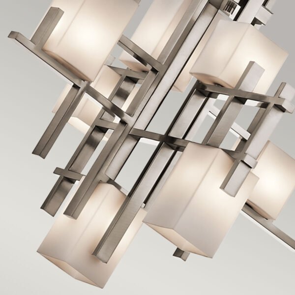 Żyrandol City Lights - 7 źródeł światła Klasyczny pewter geometryczna kwadratowe szklane klosze możliwość ściemniania KL-CITY-LIGHTS7A KICHLER
