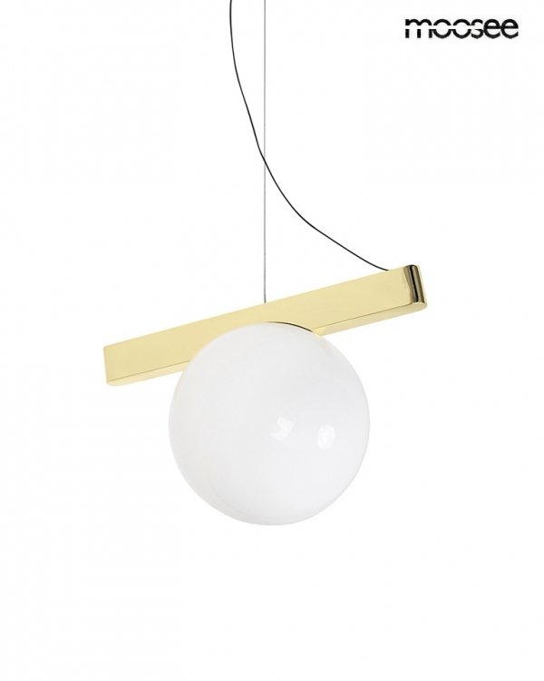 Złota lampa wisząca kula biała szklana BALANCE MSE1501100553 Moosee