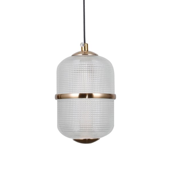 Złota lampa wisząca siatkowany klosz szklany Alani Italux PND-34375-3-HBR lampa jadalniana nad wyspę nad stół