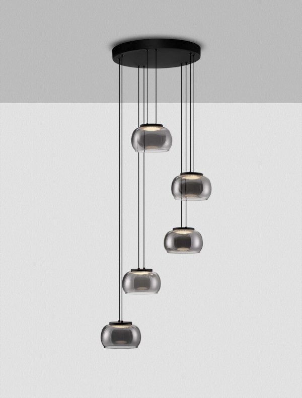 Szklana lampa wisząca przydymiony szary klosz HUARMEY LE44844 Luces Exlusivas