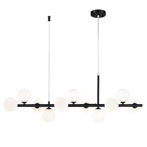 Lampa wisząca czarna listwa mleczne szklane okrągłe klosze molekularna minimalistyczna klasyczna elegancka MINI MOON ST-8118P-11 black Step Into Design