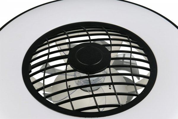 Nowoczesna lampa sufitowa z wiatrakiem LED czarna okrągła klasyczna minimalistyczna zmiana kolorów ściemnialna na pilota LINKÖPING R64462102 Rl