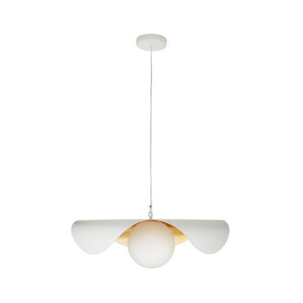 Lampa wisząca ozdobna aluminiowa biała industrialna designerska elegancka mleczny szklany klosz ENZO ST-F22020601-D40 white Step Into Design