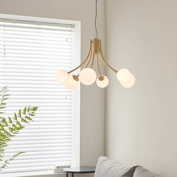 Nowoczesna Lampa Wisząca Mosiądz Kremowe Klosze Kule BLOOM 92217 ENDON