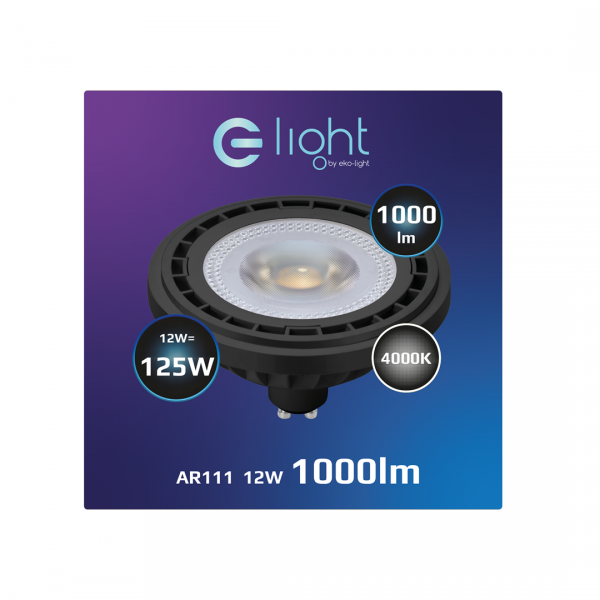  Żarówka LED 12W AR111 GU10 4000K/ Czarny AR8045