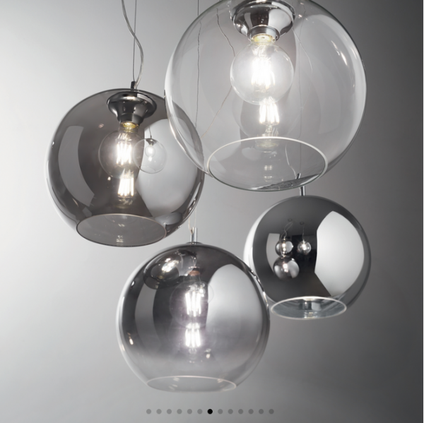 Szklana dymiona lampa wisząca NEMO sp1 d40 Ideal Lux 094229