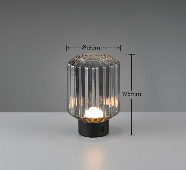 Dekoracyjna Lampka Stołowa LED Dymiony Szklany Klosz LORD R57761154 RL