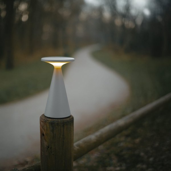 Nowoczesna lampa stołowa LED szara plastikowa designerska nowoczesna możliwość ściemniania Funghi T0064 MAXLIGHT
