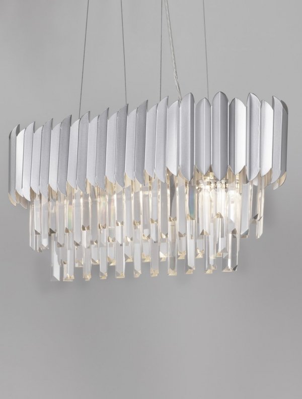 Kryształowa Srebrna Lampa Wisząca Glamour ACATEN LE43576 LUCES EXCLUSIVAS