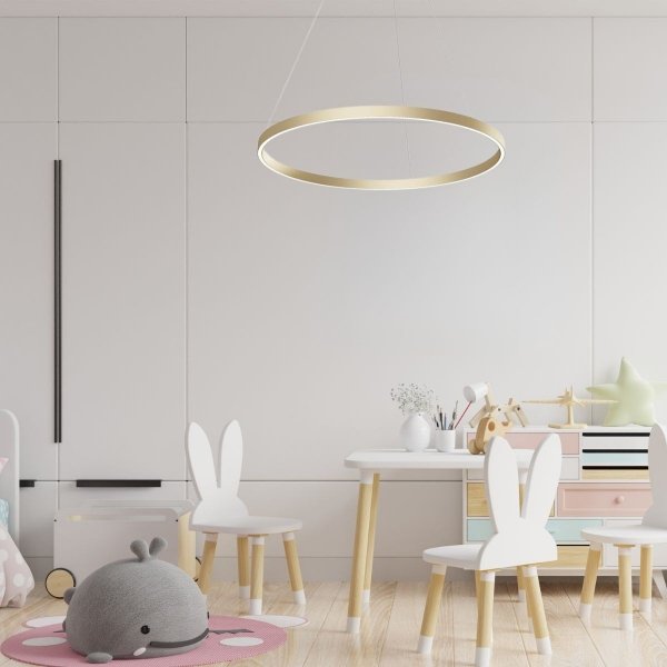 LAMPA WISZĄCA OKRĄGŁA ZŁOTA MAYTONI RIM MOD058PL-L42BS4K LAMPA ZŁOTE KOŁO LED