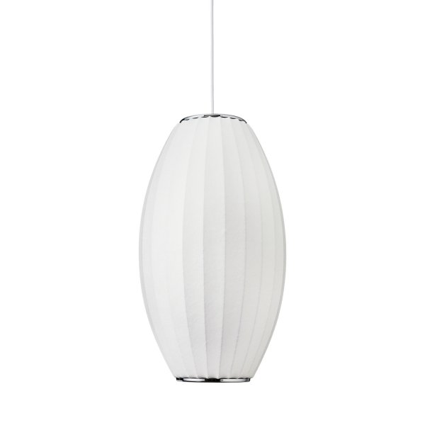Dekoracyjna nowoczesna biała lampa wisząca designerska skandynawska tkaninowy abażur podłużny 60cm SILK BARREL ST-2335-30 Step Into Design