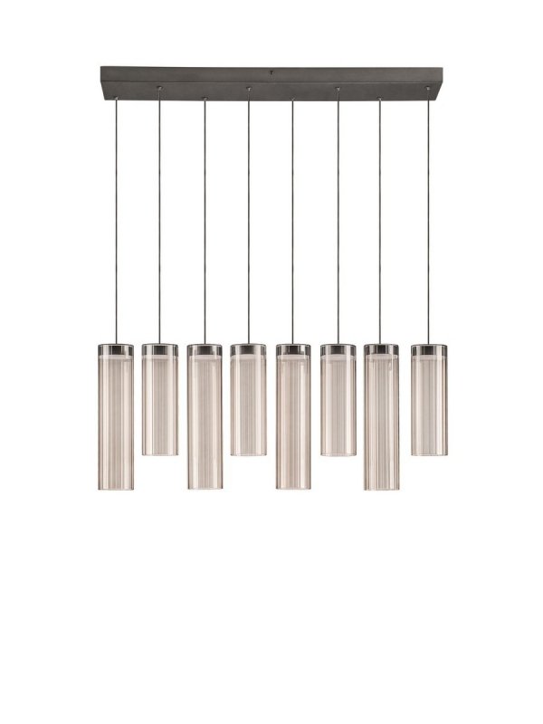 Lampa wisząca wielopunktowa LED szklane tuby szara z wgłębieniami dekoracyjna klasyczna minimalistyczna Luces Exclusivas