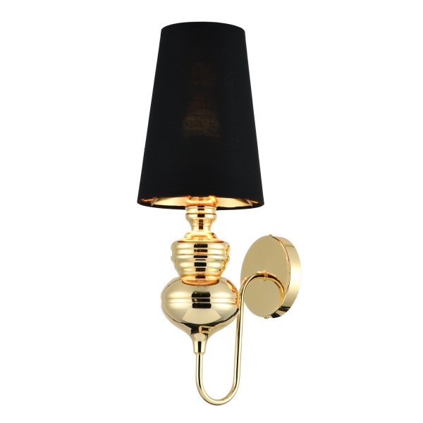 Czarny kinkiet lampa ścienna abażurowa aluminiowa designerska klasyczna elegancka QUEEN MB-8046-18 black gold Step Into Design