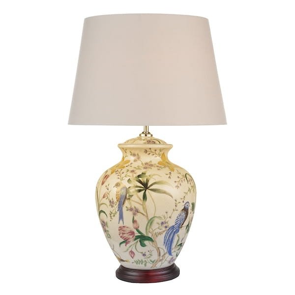 Ceramiczna Lampka Stołowa Abażurowa Z Kwiatowym Wzorem MIMOSA MIM4202 DAR LIGHTING