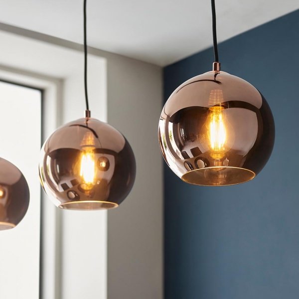 Lampa Wisząca Nowoczesna Miedziane Szklany Klosze Kule BOLI 102929 ENDON