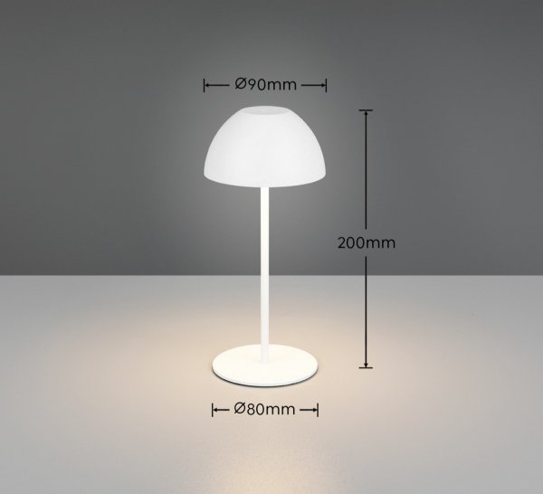 Lampka stołowa nocna LED biała półokrągła designerska nowoczesna ściemnialna do pokoju dziecięcego ORTIZ IP44 R55601131 Rl