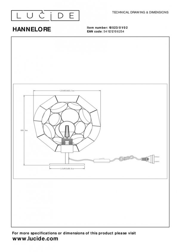 Nowoczesna Złota Lampka Stołowa Designerska Kula HANNELORE 10523/01/02 LUCIDE