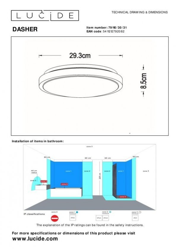 Minimalistyczny Nowoczesny Plafon Sufitowy LED DASHER 79110/30/31 LUCIDE