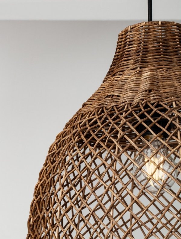 Lampa wisząca rattanowa boho rustykalna industrialna nad stół do salonu sypialni ściemnialna Luces Exclusivas
