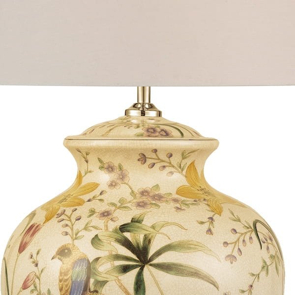 Ceramiczna Lampka Stołowa Abażurowa Z Kwiatowym Wzorem MIMOSA MIM4202 DAR LIGHTING