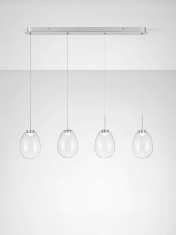 Lampa wisząca wielopunktowa LED srebrna owalna szklana minimalistyczna uniwersalna Luces Exclusivas