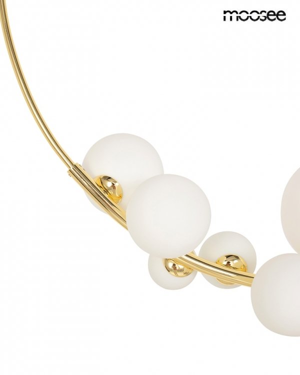 Złota lampa wisząca okrąg złoty białe kule ROCIO MSE1501100552 Moosee