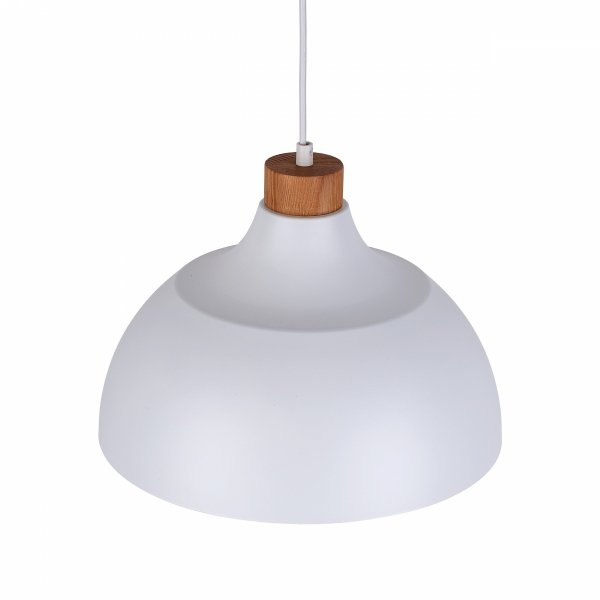 Minimalistyczna lampa wisząca w stylu skandynawskim biała z elementem drewnianym CAP WHITE 2070 TK-Lighting 