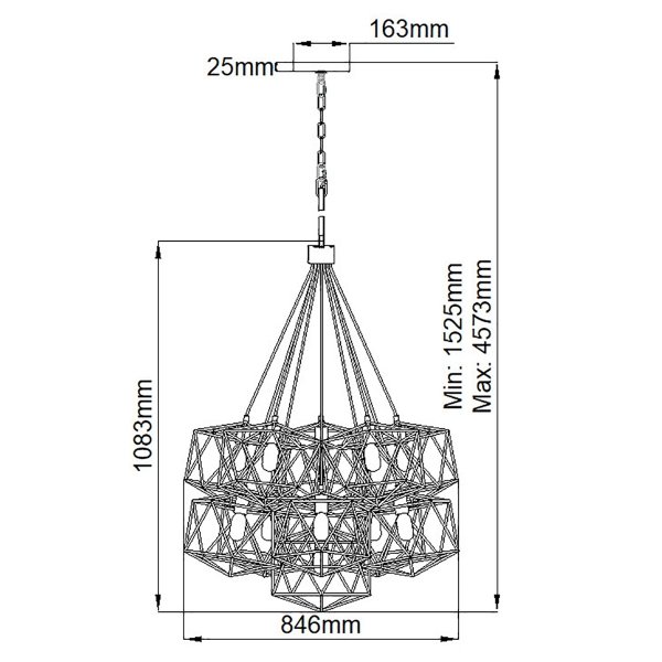 Lampa wisząca Astrid geometryczna 11 źródło światła odsłonięte żarówki HK-ASTRID-11P HINKLEY