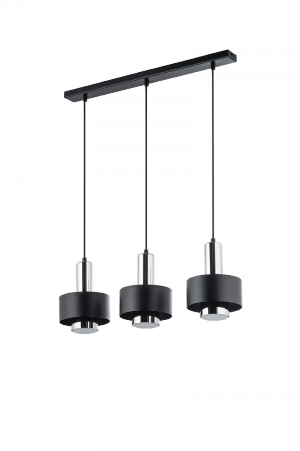 Nowoczesna lampa wisząca potrójna Rif Lux Sigma 40716 czarny/ srebrny nad stół salonowa